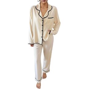 SHENHE Women's Button Up Pajamas Set Long Sleeve Sleepwear Pants Soft Pjs Fall Lounge Set in Saudi Arabia