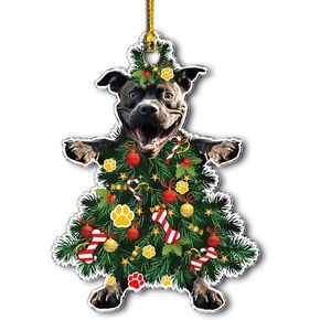 Boxer Dog 2025 Christmas Ornament – Cute Wooden Dog Tree Decoration with Snowflakes & Paw Prints for Boxer Lovers, Puppy Owner Christmas Décor in Kuwait