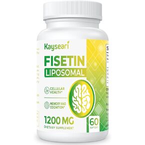 Kayseari Fisetin 1200mg Liposomal Fisetin مكملات 98% نقية من مادة البوليفينول ومضادات الأكسدة والمناعة والصحة والشيخوخة والدعم المعرفي غير المعدلة وراثيًا 120 كبسولة in Kuwait