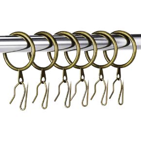 30 قطعة حلقات ستارة الستائر المعدنية و 30 قطعة معلقة على السنانير دبوس الستارة المعدنية لدش باب النافذة (32 مم ، بني) in Kuwait