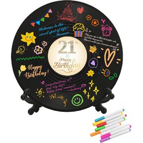 LMVIYAN الفينيل سجل زينة عيد الميلاد الحادي والعشرين بدائل كتاب الضيوف، Sweet 21 Feliz Cumpleaños Decoracion Party Favors Sign Poster، رائع 21 هدية له ولها (21 عامًا) in Saudi Arabia