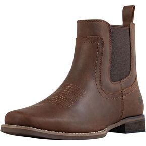 CVDSHU Chelsea Cowboy Boots for Men Western Square Toe Leather Dress Casual Work Ankle Boots Brown in Saudi Arabia
