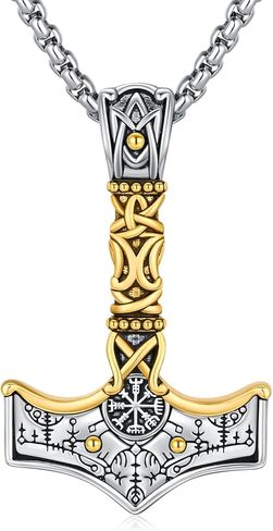 Viking Thor Hammer Necklace 925 Sterling Silver Norse Thor Hammer Pendant Nordic Mjolnir Rune Amulet Necklace Jewelry for Men with Jewelry Box in Saudi Arabia