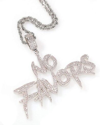 KMASAL Hip Hop Chain Fully Iced Out Lab Diamond Letters NO Favors Pendent Necklace for Men Women in Saudi Arabia