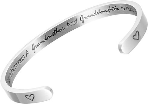 Raysunfook The Love Between a Grandmother And Granddaughter Is Forever Grandmother Quote Cuff Bracelet Christmas Gifts Wedding Jewelry (Bangle - Grandmother & Granddaughter) in Saudi Arabia