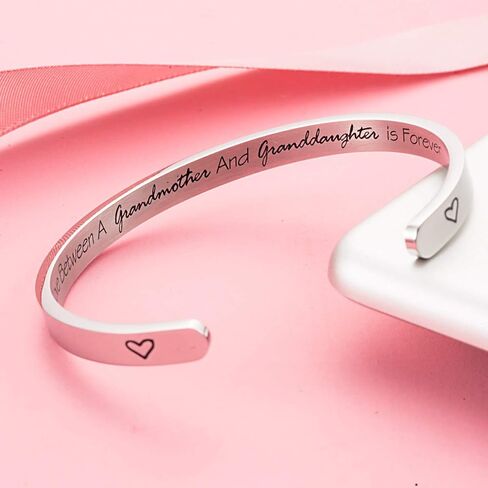 Raysunfook The Love Between a Grandmother And Granddaughter Is Forever Grandmother Quote Cuff Bracelet Christmas Gifts Wedding Jewelry (Bangle - Grandmother & Granddaughter) in Saudi Arabia