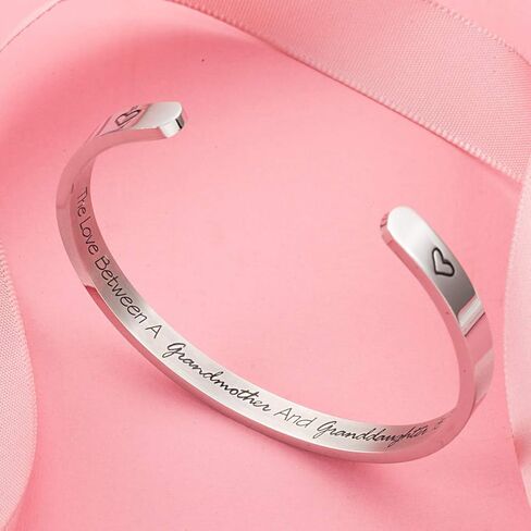 Raysunfook The Love Between a Grandmother And Granddaughter Is Forever Grandmother Quote Cuff Bracelet Christmas Gifts Wedding Jewelry (Bangle - Grandmother & Granddaughter) in Saudi Arabia
