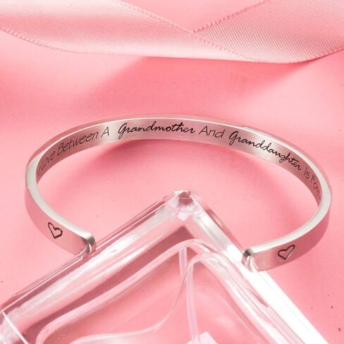 Raysunfook The Love Between a Grandmother And Granddaughter Is Forever Grandmother Quote Cuff Bracelet Christmas Gifts Wedding Jewelry (Bangle - Grandmother & Granddaughter) in Saudi Arabia