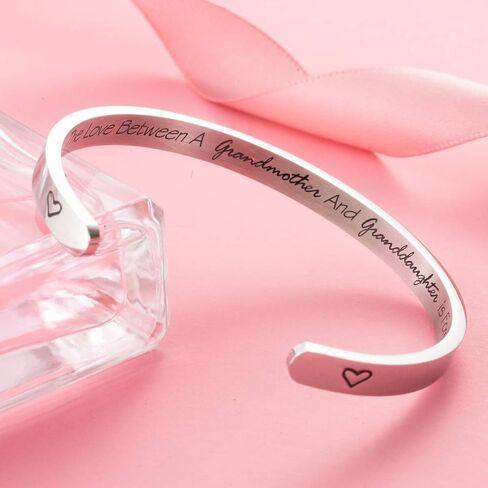 Raysunfook The Love Between a Grandmother And Granddaughter Is Forever Grandmother Quote Cuff Bracelet Christmas Gifts Wedding Jewelry (Bangle - Grandmother & Granddaughter) in Saudi Arabia