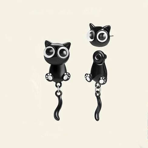 Black Cat Earrings for Women Cute Funny Animal Stud Earrings Trendy Cats Lovers Gifts for Birthday Halloween Christmas in Saudi Arabia
