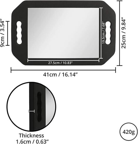 STRAMIOR Handle Large Rectangular Hand Held Mirror, Barber Mirror Salon Large Foam Hand Mirror with Double Handle,Square Barbershop Handheld Mirror,Black. in Saudi Arabia