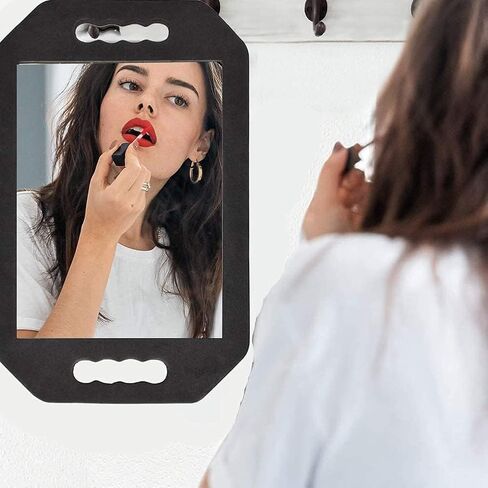 STRAMIOR Handle Large Rectangular Hand Held Mirror, Barber Mirror Salon Large Foam Hand Mirror with Double Handle,Square Barbershop Handheld Mirror,Black. in Saudi Arabia