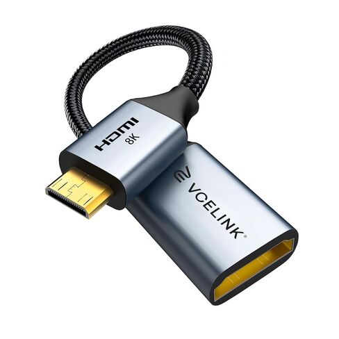 VCELINK 8K 4K Mini HDMI to HDMI Cable Adapter, 8K@60Hz/4K@120Hz, Gold-Plated 7 inch High-Speed Mini HDMI Male to HDMI Female 48Gbps Cord for Camera, Raspberry Pi, Tablet, Monitor, Projector in Saudi Arabia