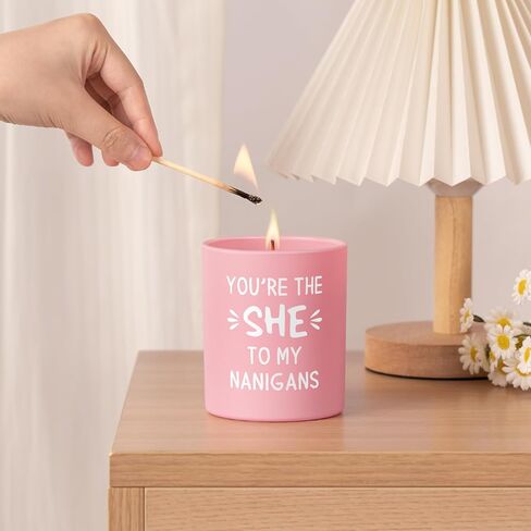 IDELTIME Friendship Gifts for Women, Funny Friend Candle, Best Friend Christmas Birthday Gifts for Women, Bestie Gift for Bestie Sister BFF, You’re The She to My Nanigans Soy Wax Scented Candle in Kuwait