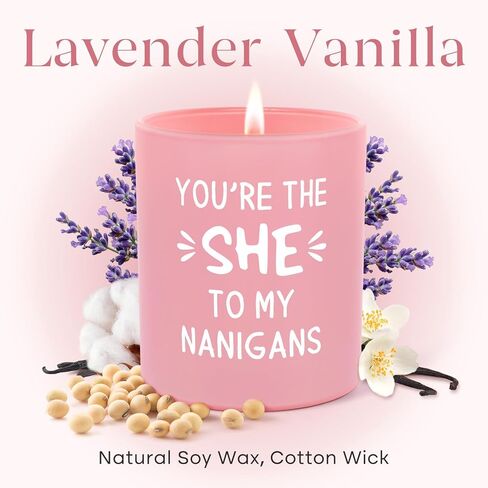 IDELTIME Friendship Gifts for Women, Funny Friend Candle, Best Friend Christmas Birthday Gifts for Women, Bestie Gift for Bestie Sister BFF, You’re The She to My Nanigans Soy Wax Scented Candle in Kuwait