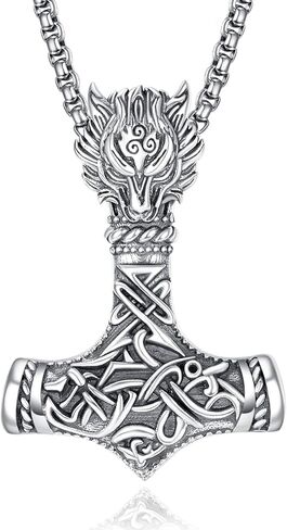 ADMETUS 925 فضة ثور المطرقة قلادة فايكنغ Mjolnir قلادة مجوهرات هدايا للرجال مع 2.5 مللي متر 22 "+ 2" رولو سلسلة in Kuwait