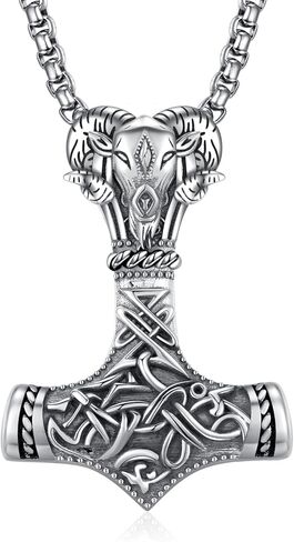 ADMETUS 925 فضة ثور المطرقة قلادة فايكنغ Mjolnir قلادة مجوهرات هدايا للرجال مع 2.5 مللي متر 22 "+ 2" رولو سلسلة in Kuwait