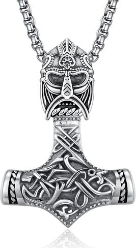 ADMETUS 925 فضة ثور المطرقة قلادة فايكنغ Mjolnir قلادة مجوهرات هدايا للرجال مع 2.5 مللي متر 22 "+ 2" رولو سلسلة in Kuwait