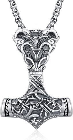 ADMETUS 925 فضة ثور المطرقة قلادة فايكنغ Mjolnir قلادة مجوهرات هدايا للرجال مع 2.5 مللي متر 22 "+ 2" رولو سلسلة in Kuwait