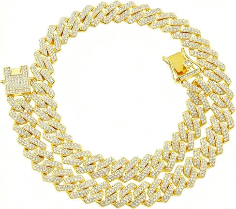Naisluo Mens Cuban Link Chain Iced Out Miami Cuban Necklace Silver/Gold/Rose Gold Bling Diamond Chains Hip Hop Jewelry Gift for Men Women 16-24inches in Saudi Arabia