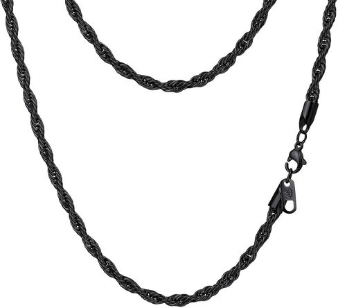 PROSTEEL 3 مم / 6 مم سلسلة حبل للرجال، قلادة سلسلة رجالي مطلية بالذهب الأسود/الذهب، سلسلة قلادة من الفولاذ المقاوم للصدأ للرجال والنساء، 18 بوصة - 30 بوصة، تأتي مع صندوق in Kuwait