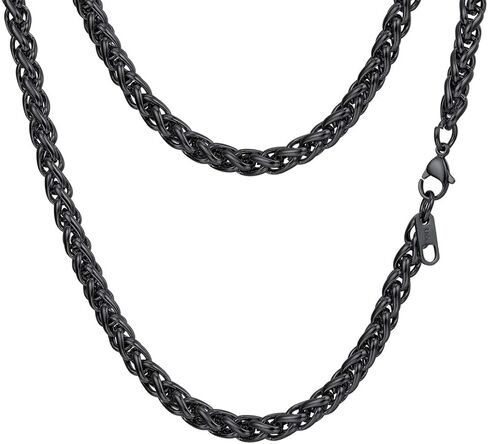 PROSTEEL 3 مم / 6 مم سلسلة حبل للرجال، قلادة سلسلة رجالي مطلية بالذهب الأسود/الذهب، سلسلة قلادة من الفولاذ المقاوم للصدأ للرجال والنساء، 18 بوصة - 30 بوصة، تأتي مع صندوق in Kuwait