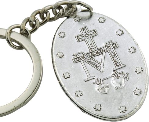 Needzo Miraculous Medal Enamel Keychain, Virgin Mary Key Ring Accessory, Religious Gifts for Women, 4 Inches in Saudi Arabia