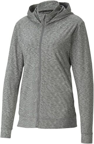 سترة بغطاء للرأس Studio Yogini للسيدات من PUMA ملابس خارجية رياضية كاجوال بتقنية الراحة - رمادي - مقاس XS in Saudi Arabia