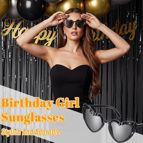 APLZGMG 30th Birthday Heart Shaped Glasses, Dirty 30" Fun Sunglasses, Black Birthday Party Favors & Decorations for Her or Him, 30th Birthdays Accessories (Black) in Saudi Arabia