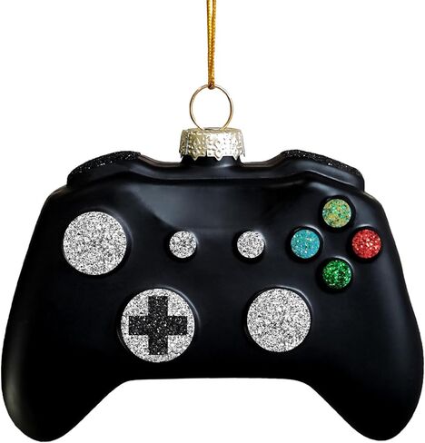 Ushinemi Video Game OrnamentGlass Game Controller Ornament for Christmas Tree, Xmas Hanging Decor Tradition Blown Glass Keepsake Gifts, Black in Saudi Arabia