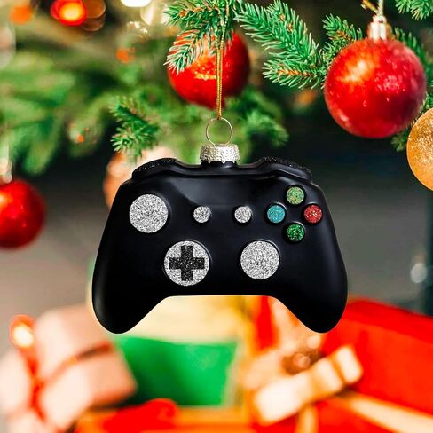 Ushinemi Video Game OrnamentGlass Game Controller Ornament for Christmas Tree, Xmas Hanging Decor Tradition Blown Glass Keepsake Gifts, Black in Saudi Arabia