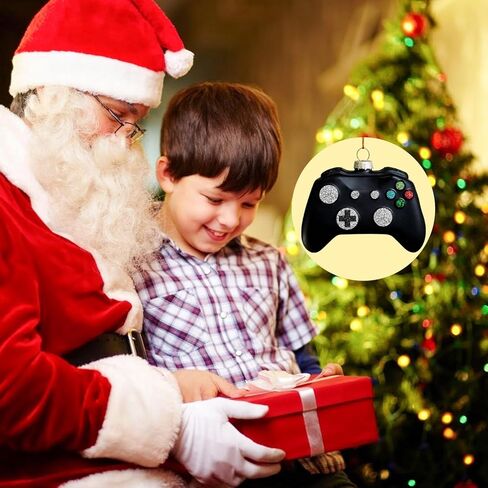 Ushinemi Video Game OrnamentGlass Game Controller Ornament for Christmas Tree, Xmas Hanging Decor Tradition Blown Glass Keepsake Gifts, Black in Saudi Arabia