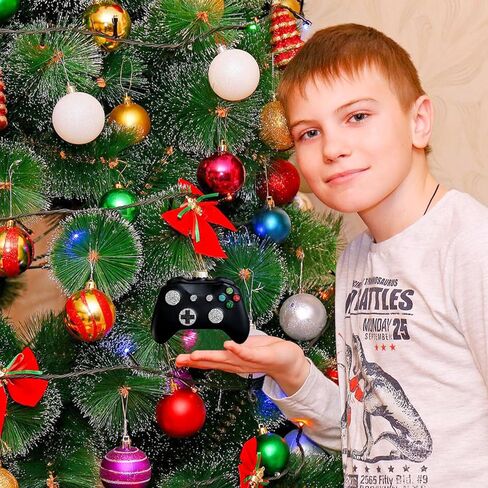 Ushinemi Video Game OrnamentGlass Game Controller Ornament for Christmas Tree, Xmas Hanging Decor Tradition Blown Glass Keepsake Gifts, Black in Saudi Arabia