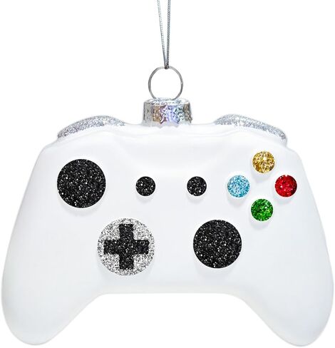 Ushinemi Video Game OrnamentGlass Game Controller Ornament for Christmas Tree, Xmas Hanging Decor Tradition Blown Glass Keepsake Gifts, Black in Saudi Arabia