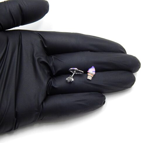 Limited Edition Solid 925 Sterling Silver LOVE TINY Cute Pink Purple Ice Cream Cone Stud Earrings Hypoallergenic in Saudi Arabia