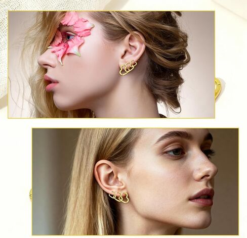 Mabor 3 Pairs Gold Heart Hoop Earrings, Small Heart Shaped Copper Huggie Hoop Earrings for Women Men Piercings Cartilage 12,14, 16 mm in Saudi Arabia