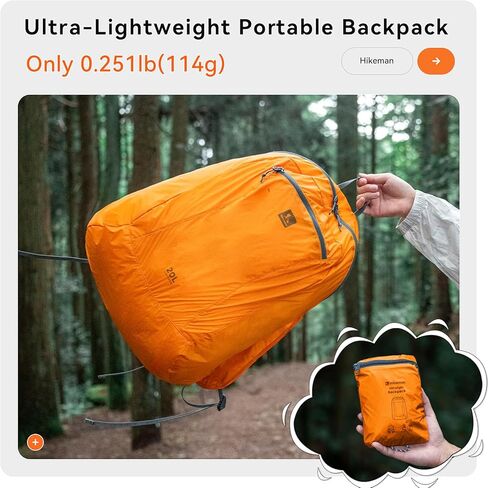 HIKEMAN 20L Lightweight Packable Backpack for Man Woman, Ultra Light Foldable Water Resistan Hiking Daypack for Travel (Gray) in Saudi Arabia