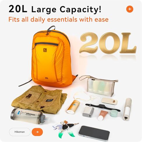 HIKEMAN 20L Lightweight Packable Backpack for Man Woman, Ultra Light Foldable Water Resistan Hiking Daypack for Travel (Gray) in Saudi Arabia