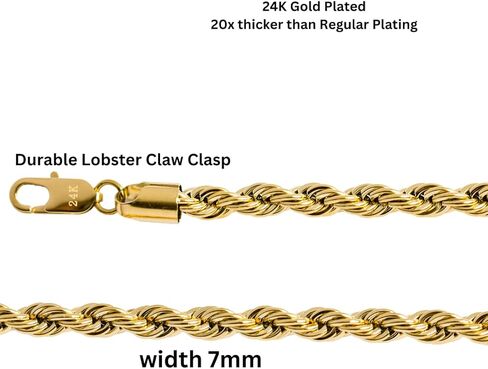 دبي مجموعات حبل سلسلة 7MM 24K الماس قطع المجوهرات القلائد مطلي المشبك صنع لارتداء وحدها / ث المعلقات مضمونة للحياة in Kuwait