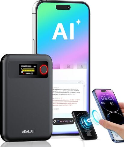 AI Voice Recorder with Transcribe Summarize: Note Voice Recorder with APP Control, 30H Continuous Recording, 64GB Memory Support 100+ Languages, AI Recorder for Calls, Lectures, Meetings in Saudi Arabia