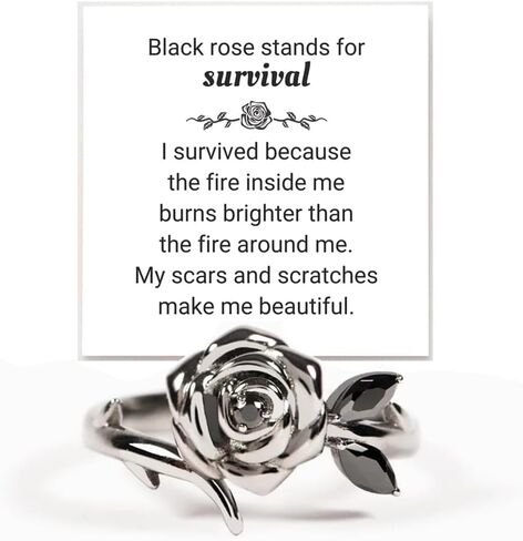 Burned And Survived Self-Love Black Rose Ring For Women, To Sorority Sisters Best Friends Love All Parts Of Yourself Motivational Inspirational Friendship Gift Jewelry in Saudi Arabia