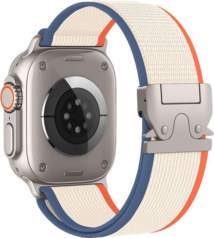 فرقة رياضية مرنة لـ Apple Watch Ultra/2 Bands 49mm 46mm 45mm 44mm 42mm 41mm 41mm 40mm 38mm Men Women ، Parachute Bucachute Nylon Strap Soft Fabric Bandband for Iwatch Series 10 SE 9 8 7 6 5 4 3 3 in Kuwait