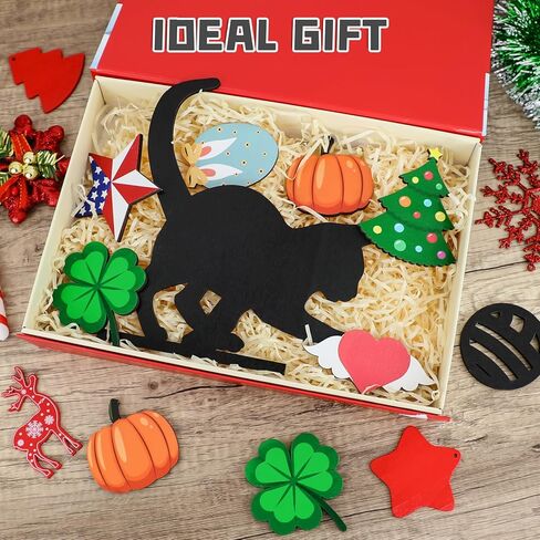 8 Pcs Christmas Cat Door Topper, Interchangeable Seasonal Door Frame Decor, Black Cat Door Corner Decoration for Doorframes Window Frames Picture Frames, for Christmas Thanksgiving Valentine's Day in Kuwait