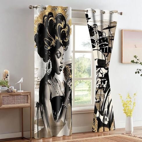 Black Woman Curtains African American Black Girl Blackout Curtain Gorgeous Pink Gold Flower Funny Inspirational Quotes Drape for Lady Bedroom Living Room 4284inch 2Panel HI022YL in Saudi Arabia