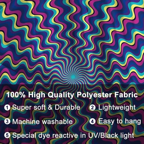 WEBEEDY Blacklight Trippy نسيج الجدار شنقا خطوط مخدر الأشعة فوق البنفسجية نسيج بوهو جماليات Blacklight ملصقات مجردة خلفية جدار الفن لغرفة النوم غرفة المعيشة خلفية الصورة، 59 × 51 بوصة in Saudi Arabia