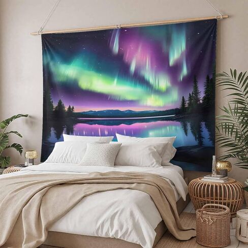 Tapestry Wall Hanging Mountain Lake Aurora Scenery Night Sky Room Decor Tapestries for Bedroom Living Room College Dorm Aesthetic Large 59x79 Inch in Saudi Arabia