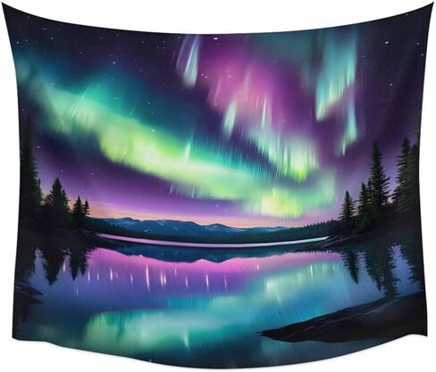 Tapestry Wall Hanging Mountain Lake Aurora Scenery Night Sky Room Decor Tapestries for Bedroom Living Room College Dorm Aesthetic Large 59x79 Inch in Saudi Arabia