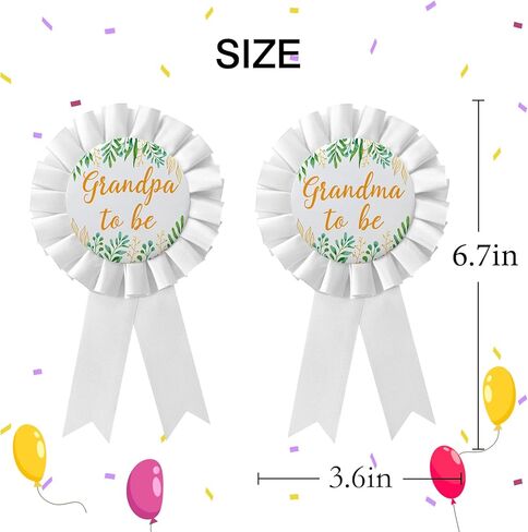 2Pcs Grandma to Be & Grandpa to Be Pins, Baby Shower Tinplate Badge White Corsage New Grandparents Pins Party Gift Decorations Sign in Saudi Arabia