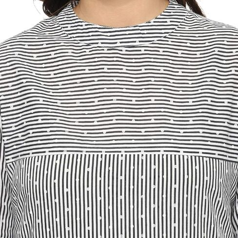 Idalia Black and White Dotted Stripes Cotton Kurta for Women in Saudi Arabia