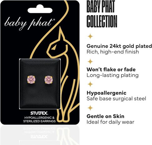 أقراط Studex Baby Phat المرصعة للنساء والرجال - مجموعة أقراط مرصعة لا تسبب الحساسية، مجوهرات للبشرة الحساسة، آمنة على النيكل in Kuwait